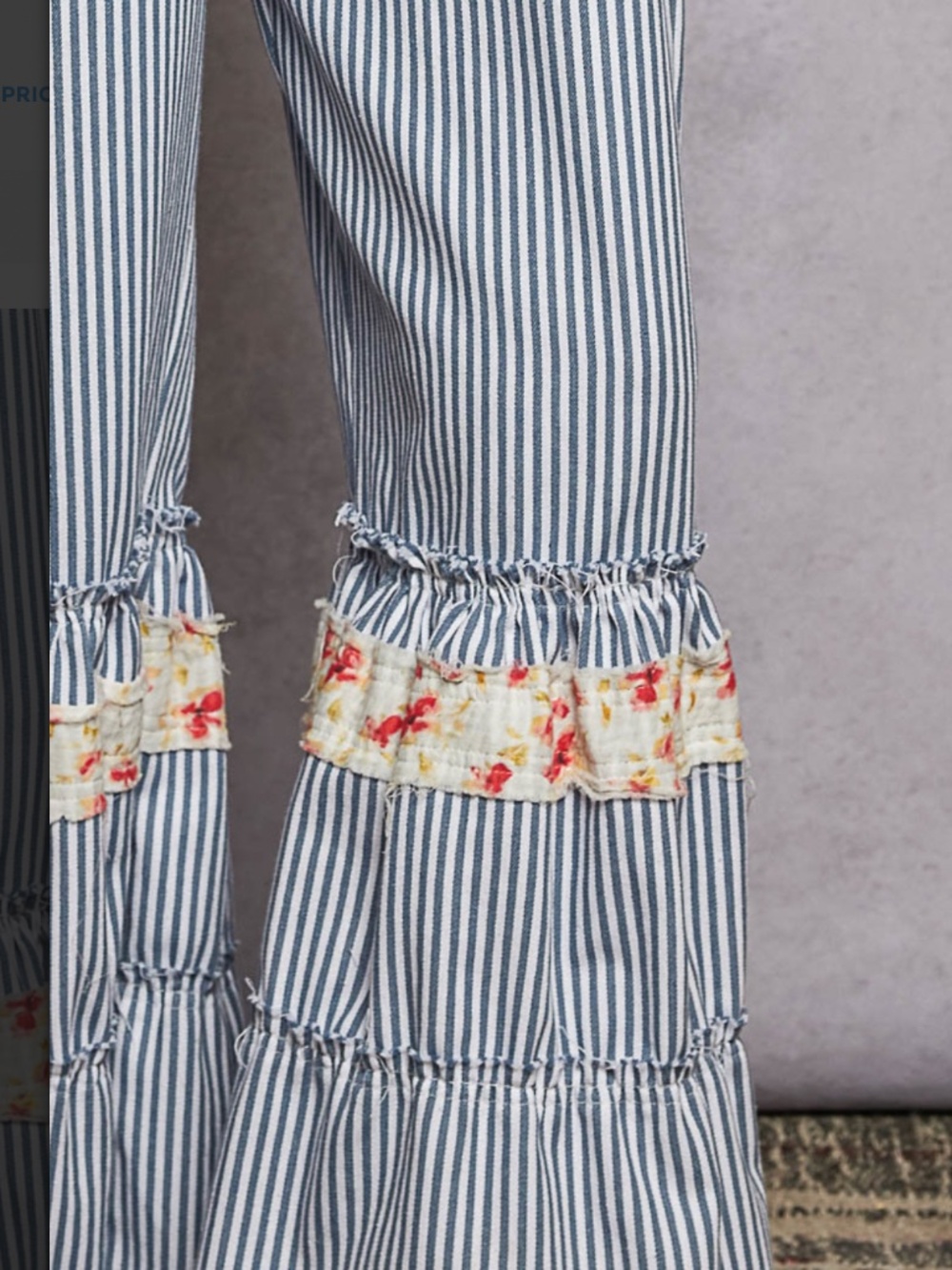 POL Blue White Striped Floral-Trim Jumpsuit - Picture 6 of 6